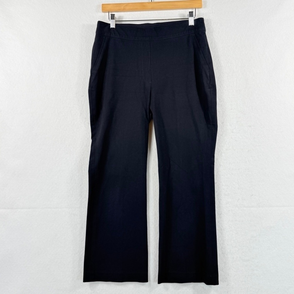 Spanx Trousers Womens Medium Navy Blue Stretch Cotton Professional Minimalist